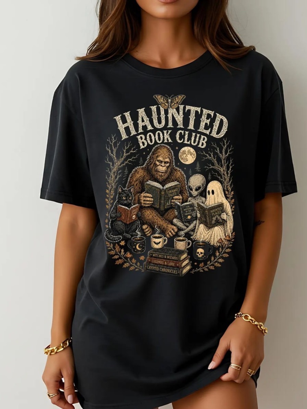 Haunted Book Club Graphic Tee - Black